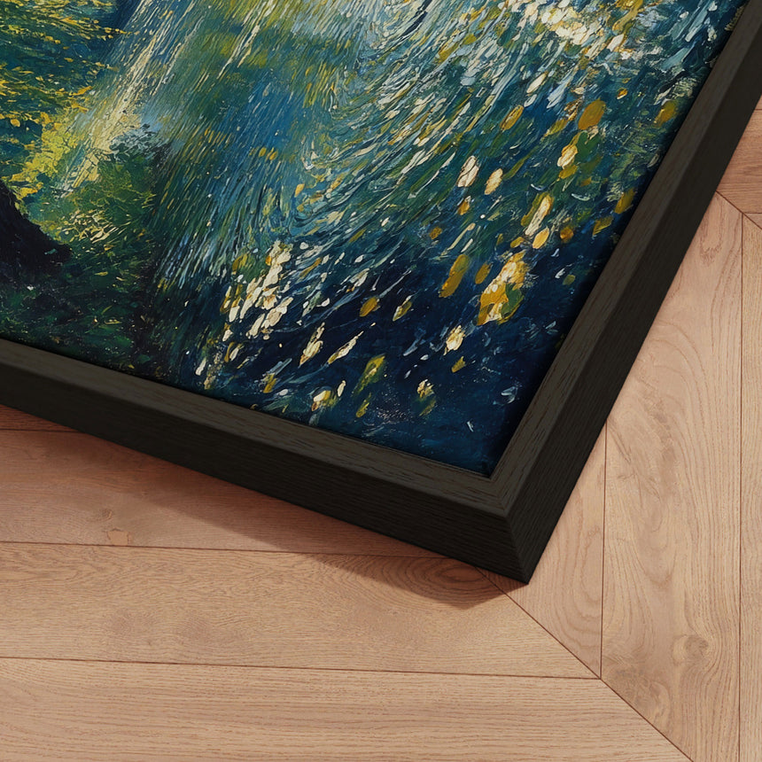 Håndlavet maleri med ramme - Whispering Waters - Mixed media