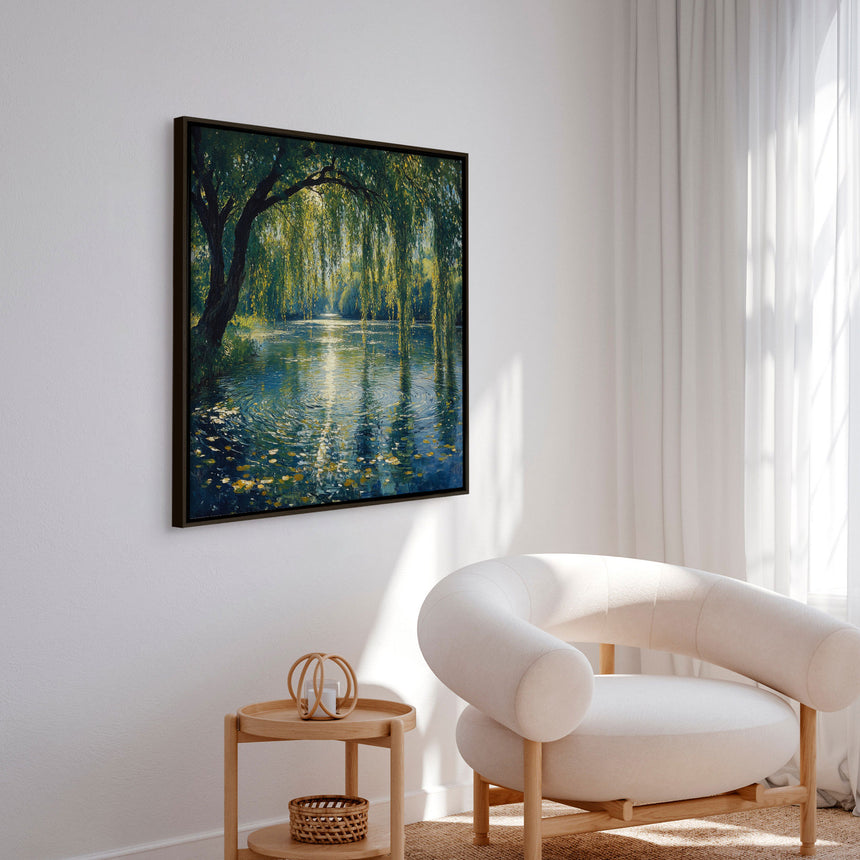 Håndlavet maleri med ramme - Whispering Waters - Mixed media