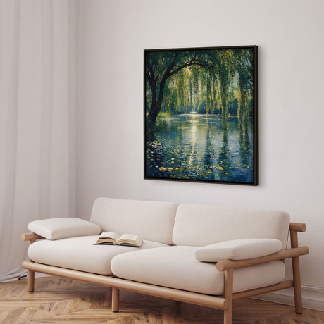 Håndlavet maleri med ramme - Whispering Waters - Mixed media