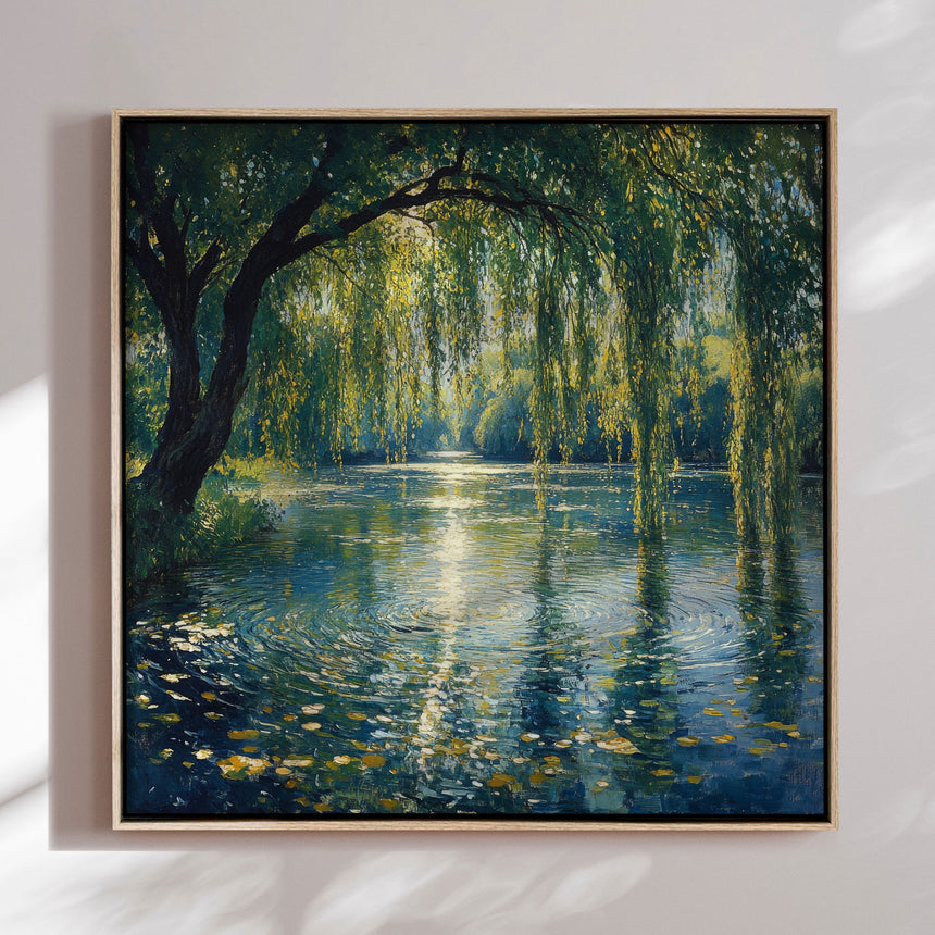 Håndlavet maleri med ramme - Whispering Waters - Mixed media
