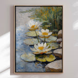 Håndlavet maleri med ramme - Morning Lilies - Mixed media