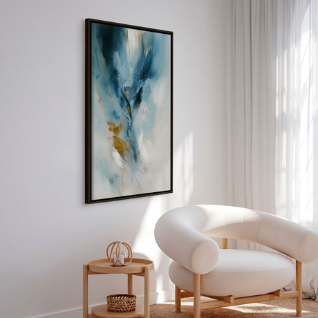 Håndlavet maleri med sort ramme - Blue Reverie - Mixed media