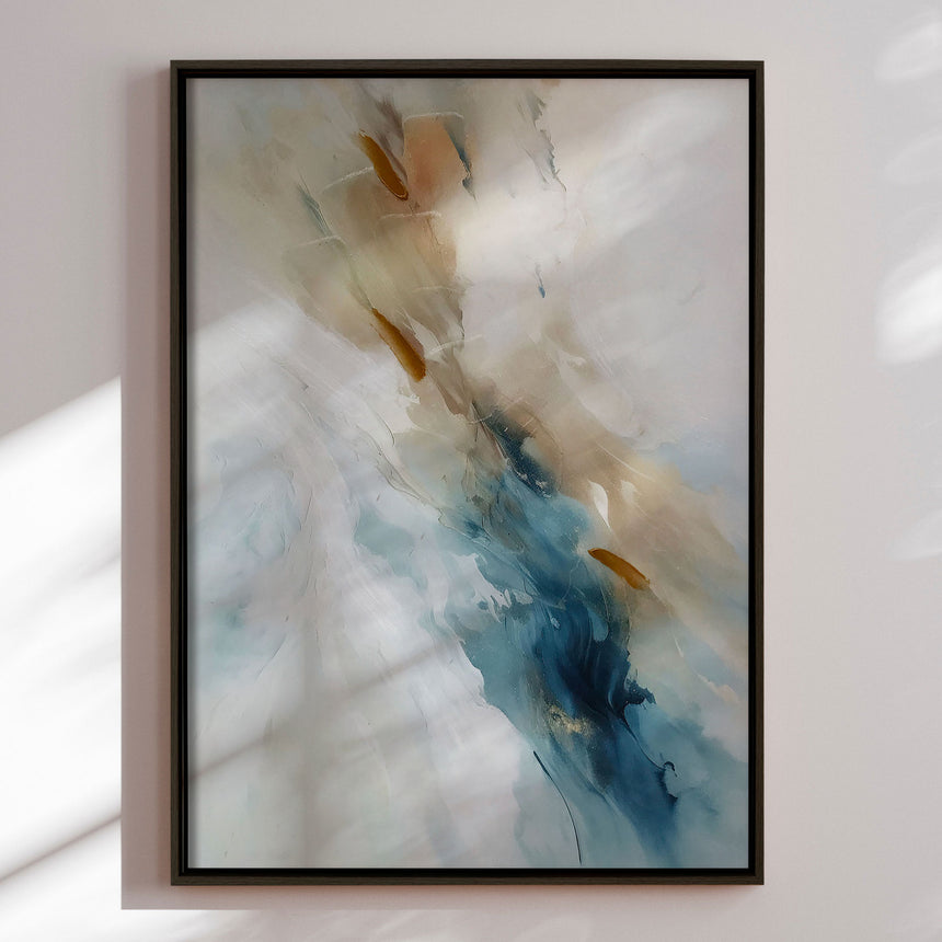 Håndlavet maleri med sort ramme - Icelandic Light - Mixed media