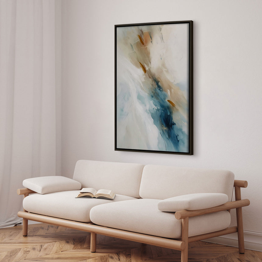 Håndlavet maleri med sort ramme - Icelandic Light - Mixed media