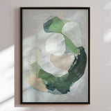 Håndlavet maleri med sort ramme - Green Reverie - Mixed media