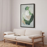 Håndlavet maleri med sort ramme - Green Reverie - Mixed media