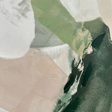 Håndlavet maleri med sort ramme - Green Reverie - Mixed media