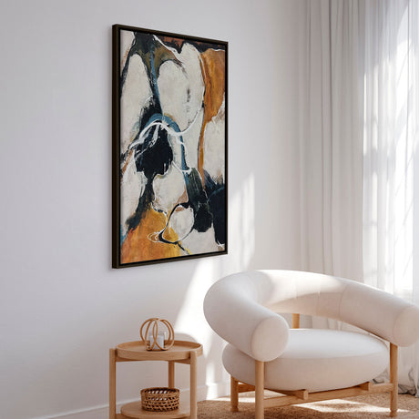 Håndlavet maleri med sort ramme - Between the Lines - Mixed media