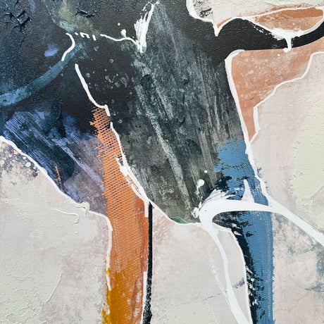 Håndlavet maleri med sort ramme - Between the Lines - Mixed media