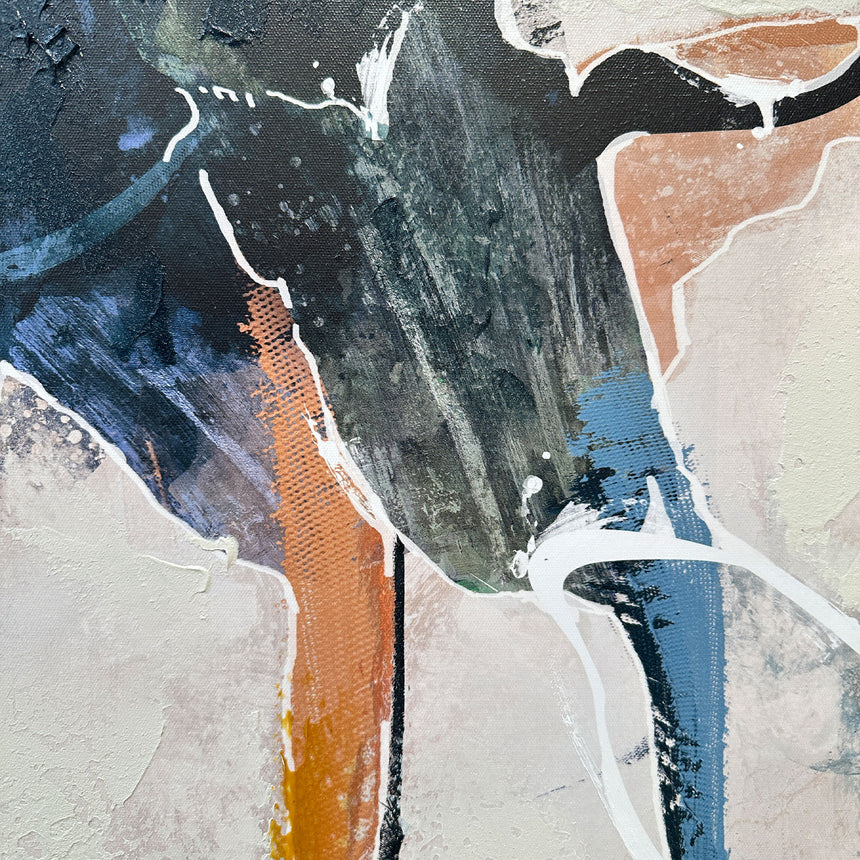 Håndlavet maleri med sort ramme - Between the Lines - Mixed media