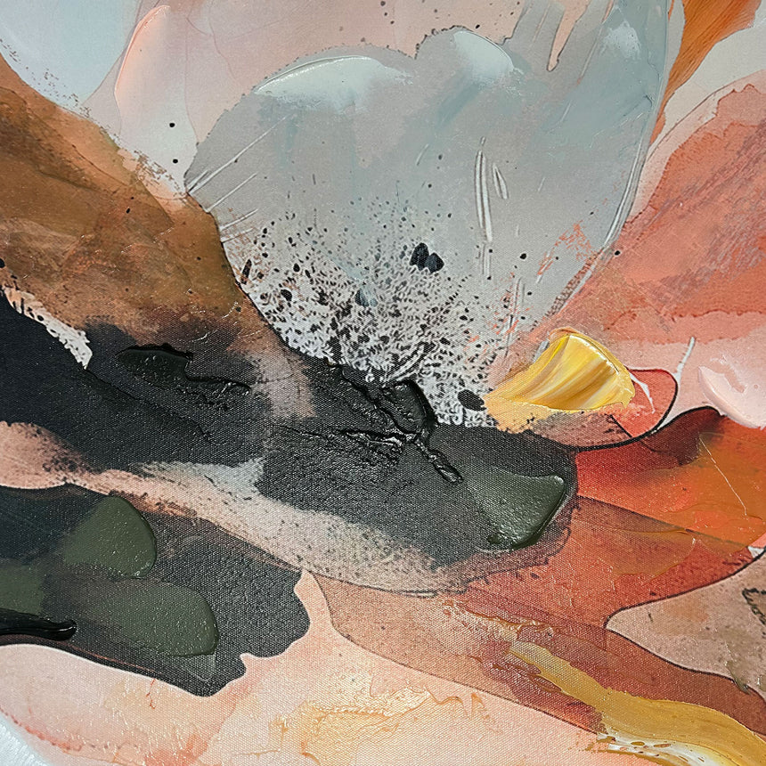 Håndlavet maleri med sort ramme - Velvet Collision - Mixed media