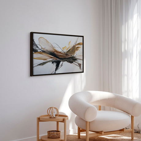 Håndlavet maleri med sort ramme - Sandstorm Bloom - Mixed media