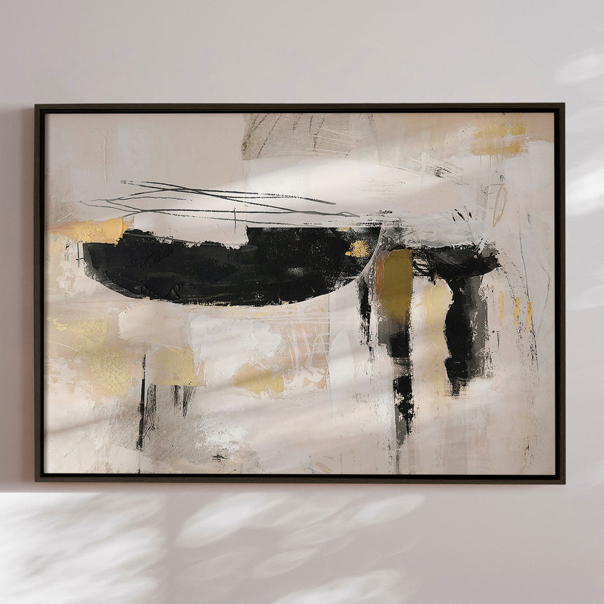 Håndlavet maleri med sort ramme - Shifting Silence - Mixed media
