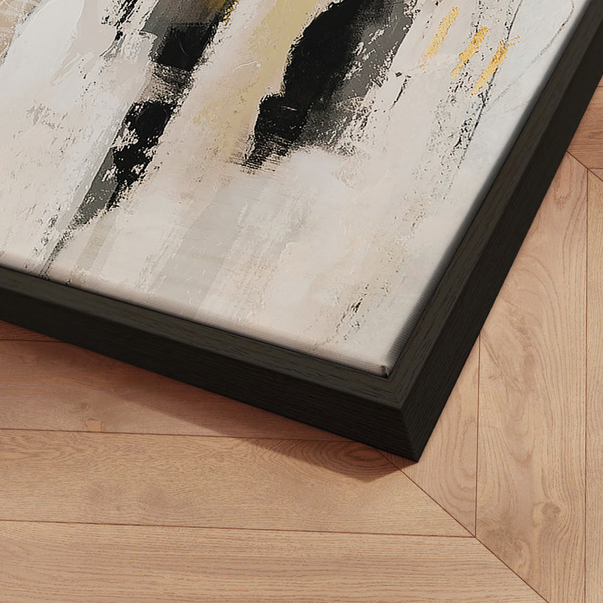 Håndlavet maleri med sort ramme - Shifting Silence - Mixed media