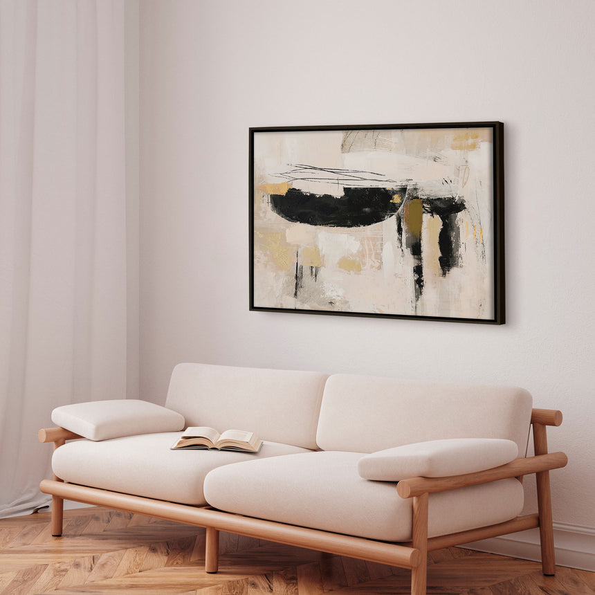 Håndlavet maleri med sort ramme - Shifting Silence - Mixed media