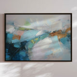 Håndlavet maleri med sort ramme - Northern Calm - Mixed media