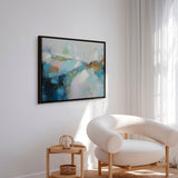 Håndlavet maleri med sort ramme - Northern Calm - Mixed media
