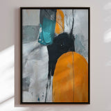 Håndlavet maleri med sort ramme - Golden Dialogue II - Mixed media