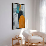 Håndlavet maleri med sort ramme - Golden Dialogue II - Mixed media