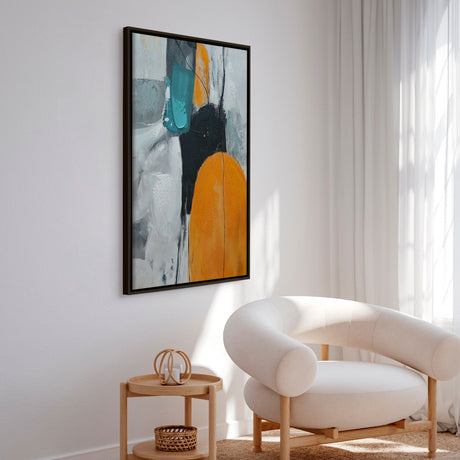 Håndlavet maleri med sort ramme - Golden Dialogue II - Mixed media