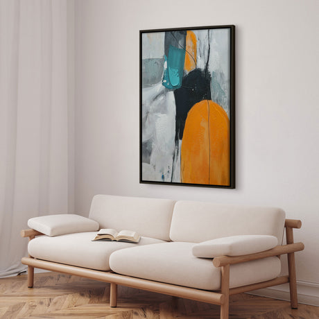 Håndlavet maleri med sort ramme - Golden Dialogue II - Mixed media