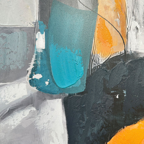 Håndlavet maleri med sort ramme - Golden Dialogue II - Mixed media