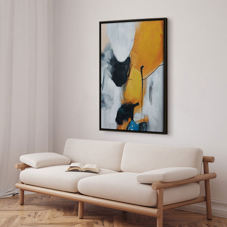 Håndlavet maleri med sort ramme - Golden Dialogue - Mixed media