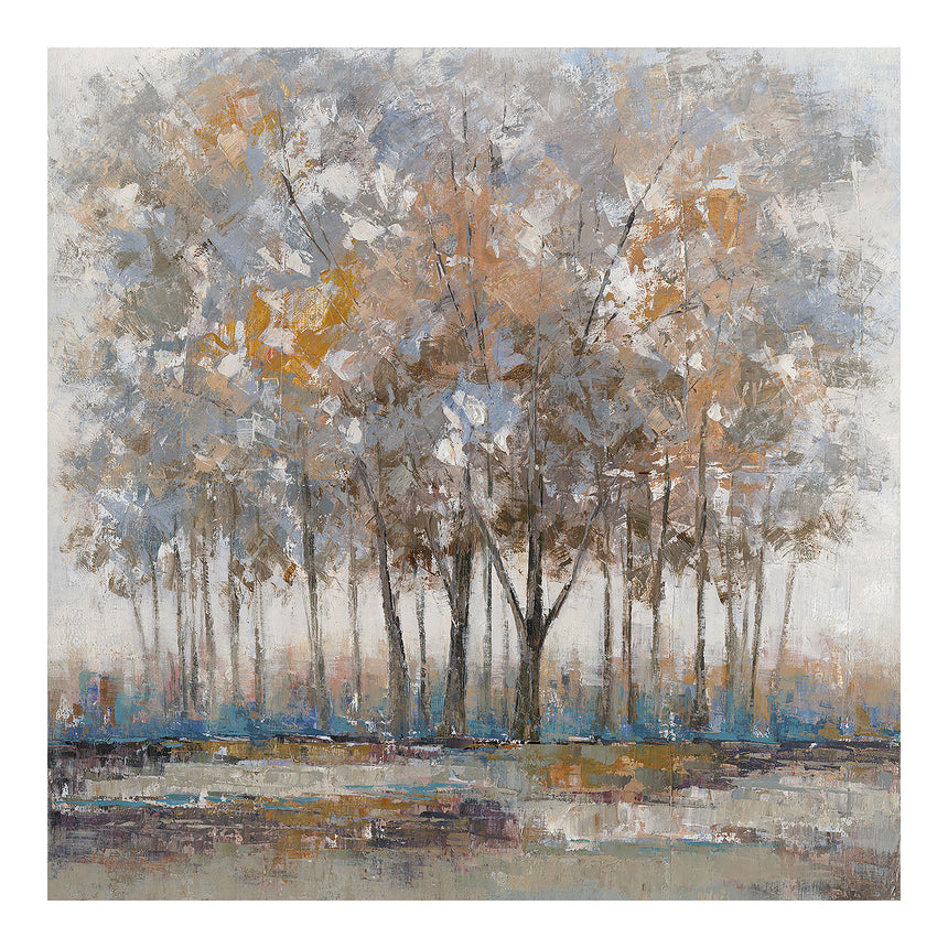 Håndlavet maleri - Trees of Misty Forest - Mixed media