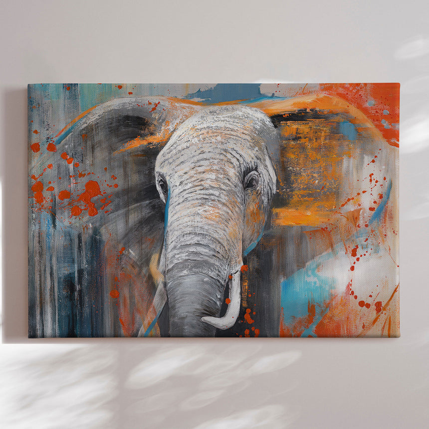 Håndlavet maleri - Grunge Elephant - Mixed media - Incado