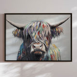 Håndlavet maleri med sort ramme - I Am Cow - Mixed media