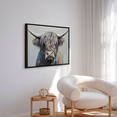 Håndlavet maleri med sort ramme - I Am Cow - Mixed media