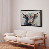 Håndlavet maleri med sort ramme - I Am Cow - Mixed media
