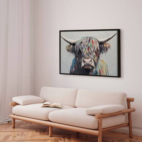 Håndlavet maleri med sort ramme - I Am Cow - Mixed media