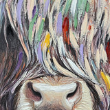 Håndlavet maleri med sort ramme - I Am Cow - Mixed media