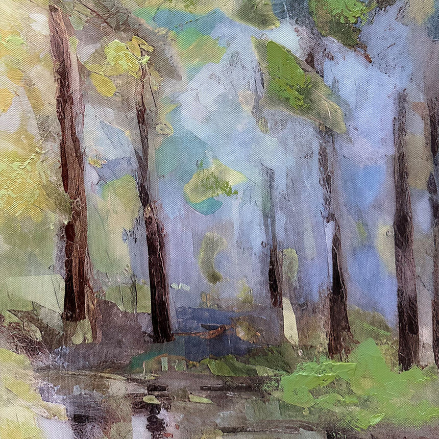 Håndlavet maleri med sort ramme - Woodland - Mixed media