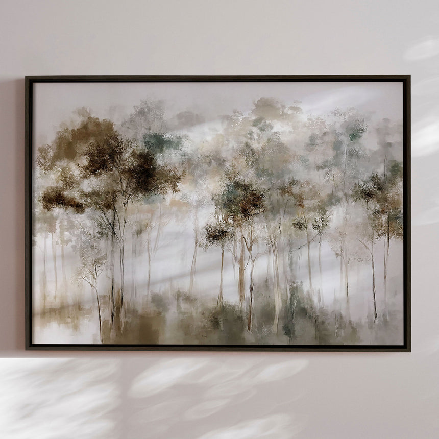Håndlavet maleri med sort ramme - Dreamy Forest - Mixed media