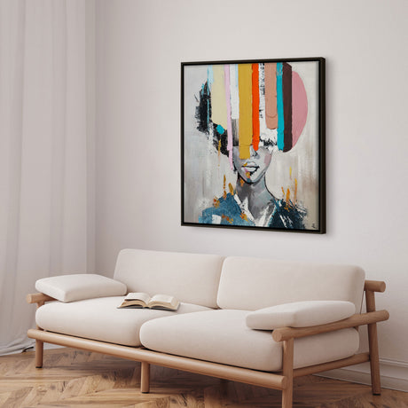 Håndlavet maleri med sort ramme - Muted Identity - Mixed media