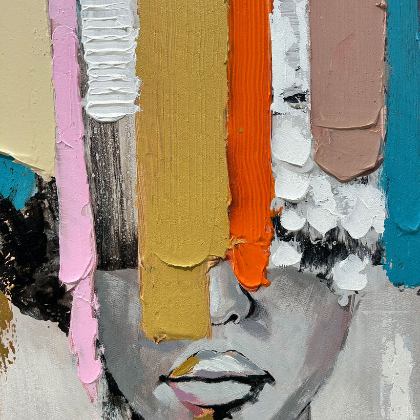 Håndlavet maleri med sort ramme - Muted Identity - Mixed media