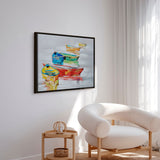 Håndlavet maleri med sort ramme - Floating Memories - Mixed media