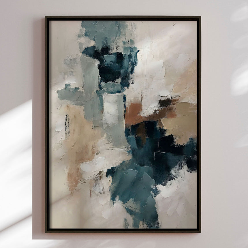 Håndlavet maleri med sort ramme - Layers of Stillness - Mixed media