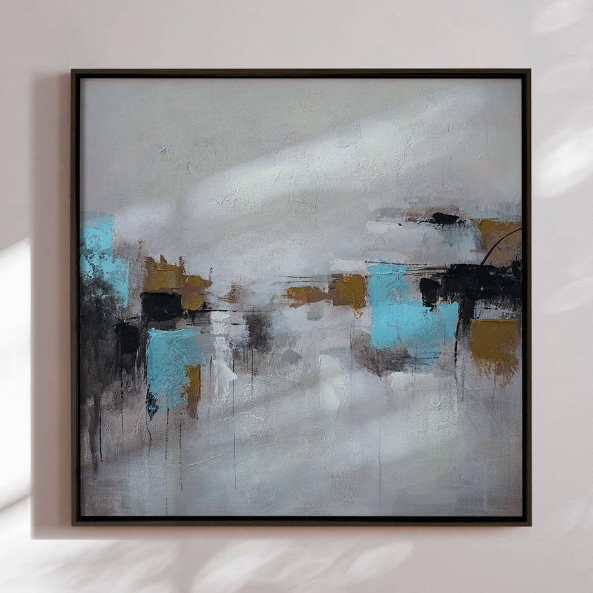 Håndlavet maleri med sort ramme - Quiet Edges - Mixed media