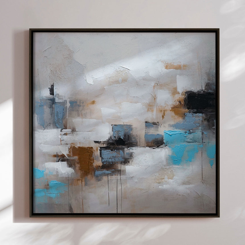 Håndlavet maleri med sort ramme - Quiet Edges II - Mixed media