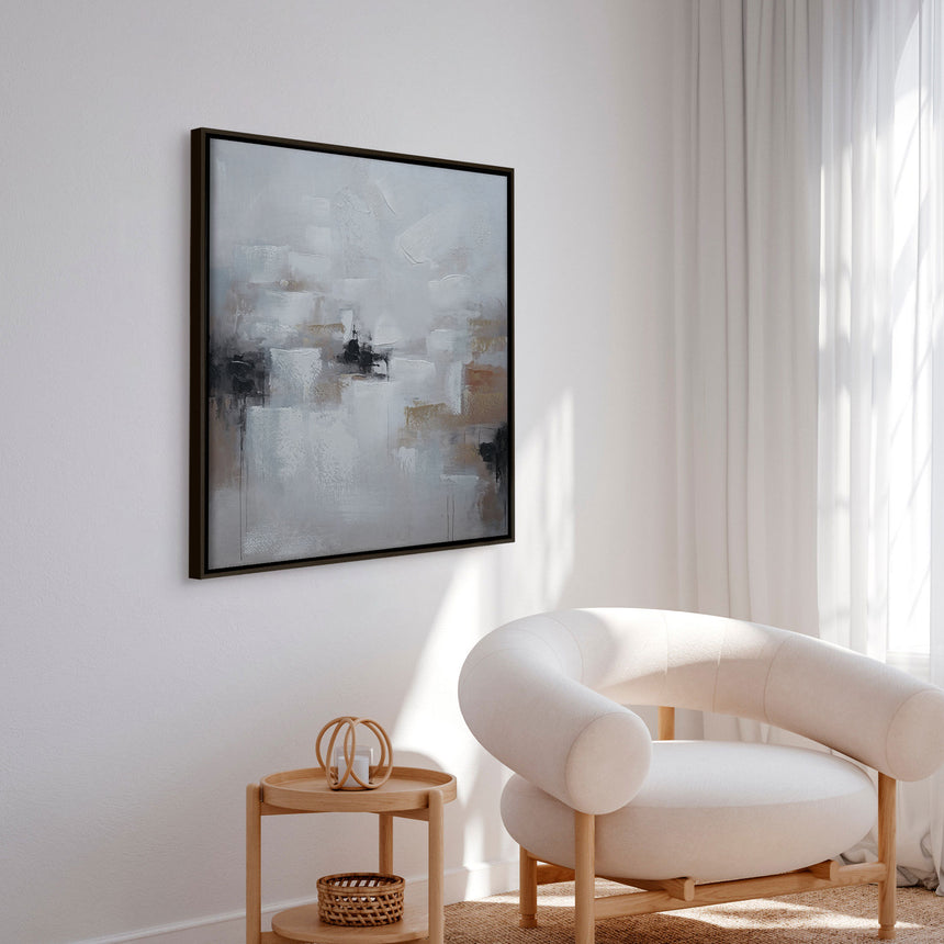 Håndlavet maleri med sort ramme - Fragments of Calm II - Mixed media