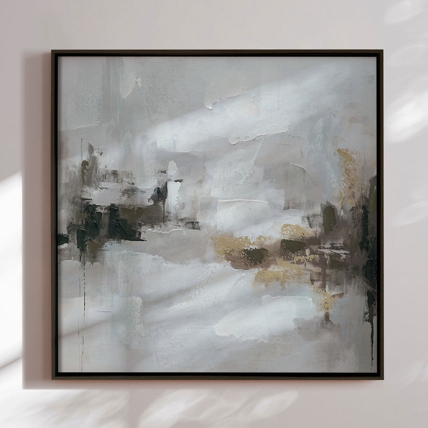 Håndlavet maleri med sort ramme - Fragments of Calm - Mixed media
