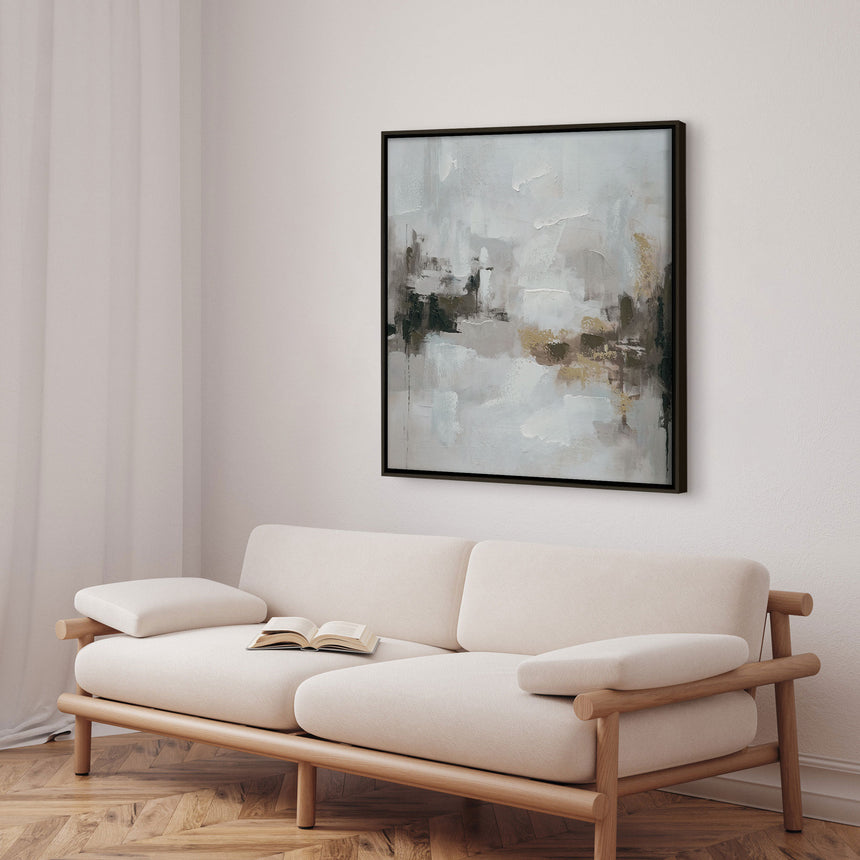 Håndlavet maleri med sort ramme - Fragments of Calm - Mixed media