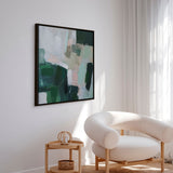Håndlavet maleri med sort ramme - Soft Geometry II - Mixed media