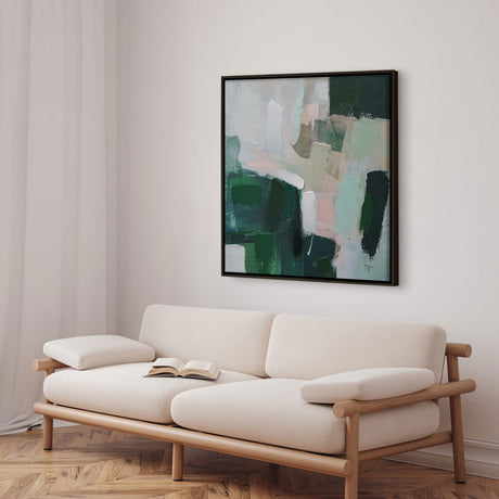Håndlavet maleri med sort ramme - Soft Geometry II - Mixed media