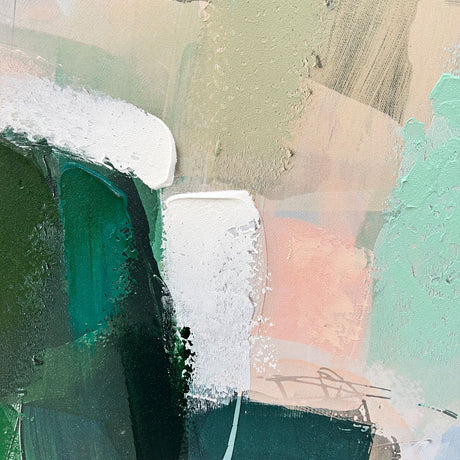 Håndlavet maleri med sort ramme - Soft Geometry II - Mixed media