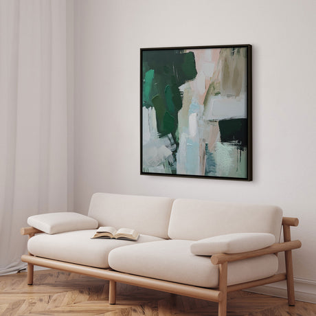Håndlavet maleri med sort ramme - Soft Geometry - Mixed media