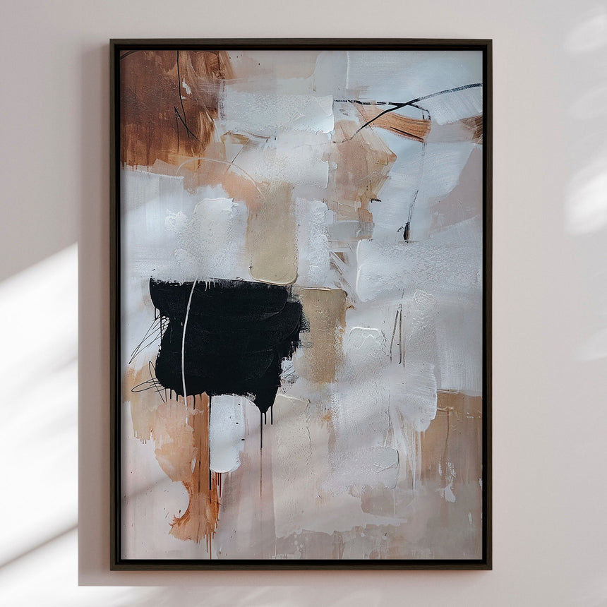 Håndlavet maleri med sort ramme - Echoes of Clay - Mixed media